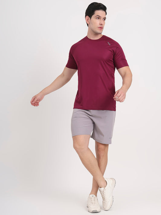Wine Raglan Power Fit Quick Dry T-shirt